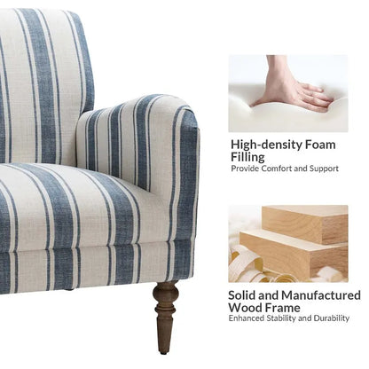 Seip Classic and Contemporary Striped Arm Chair with Spindle Legs by HULALA HOME