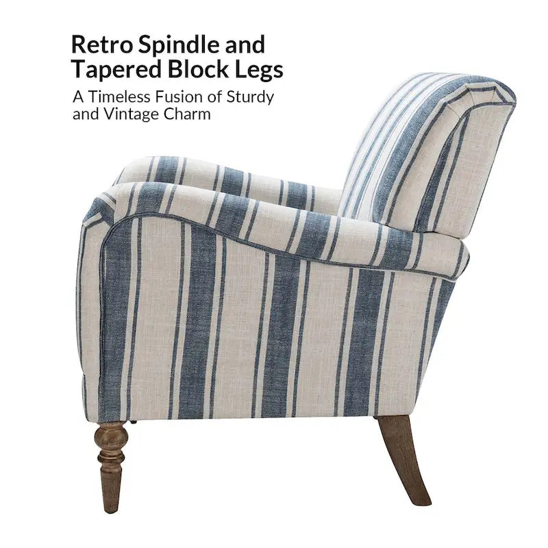 Seip Classic and Contemporary Striped Arm Chair with Spindle Legs by HULALA HOME