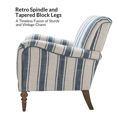 Seip Classic and Contemporary Striped Arm Chair with Spindle Legs by HULALA HOME