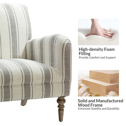 Seip Classic and Contemporary Striped Arm Chair with Spindle Legs by HULALA HOME