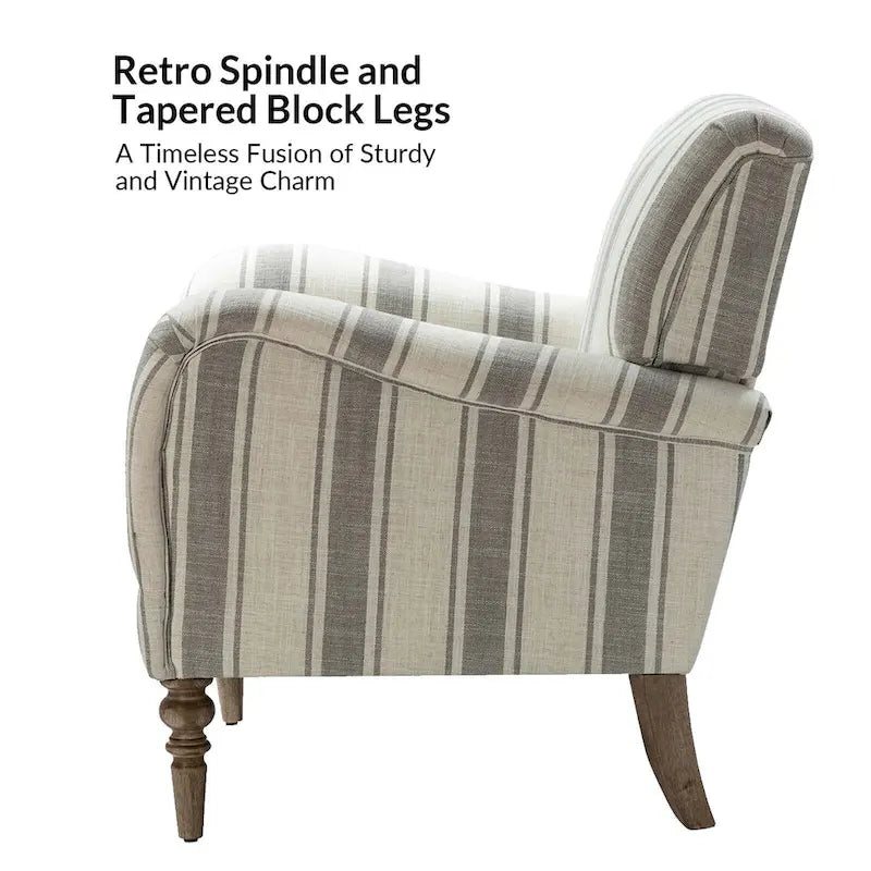 Seip Classic and Contemporary Striped Arm Chair with Spindle Legs by HULALA HOME