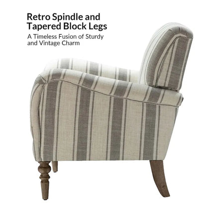 Seip Classic and Contemporary Striped Arm Chair with Spindle Legs by HULALA HOME