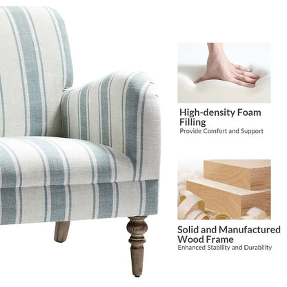Seip Classic and Contemporary Striped Arm Chair with Spindle Legs by HULALA HOME
