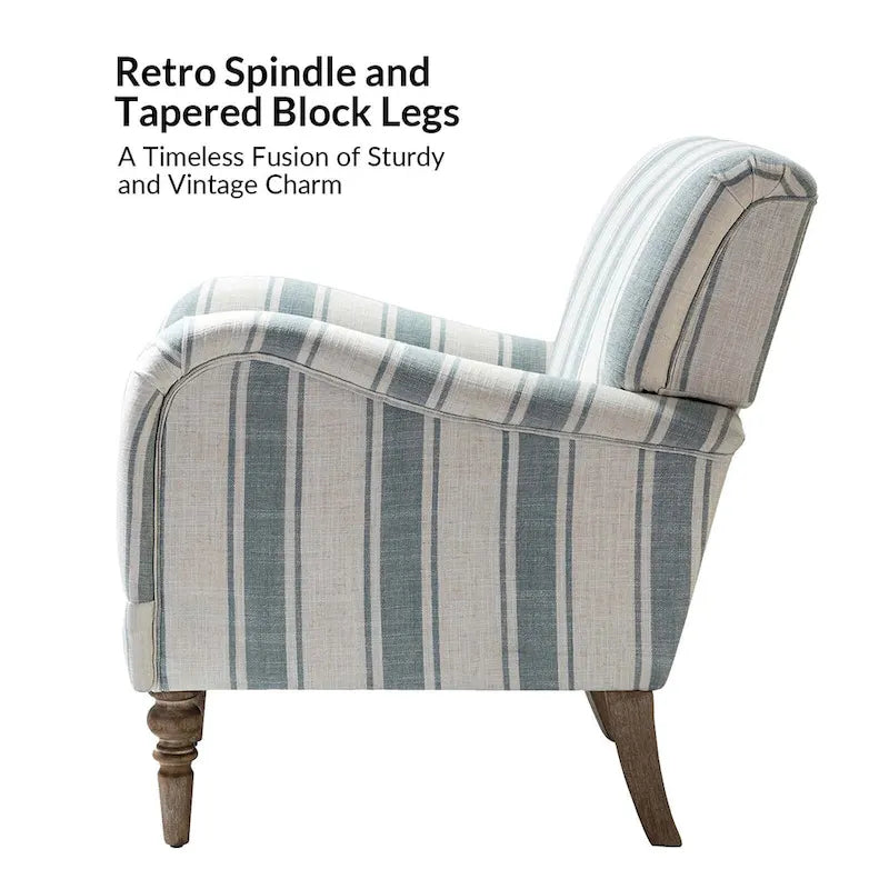 Seip Classic and Contemporary Striped Arm Chair with Spindle Legs by HULALA HOME