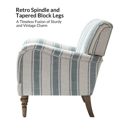 Seip Classic and Contemporary Striped Arm Chair with Spindle Legs by HULALA HOME