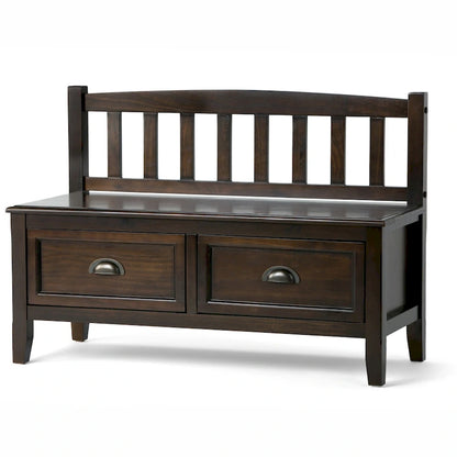 WYNDENHALL Portland SOLID WOOD 42 inch Wide Transitional Entryway Storage Bench with Drawers - 42 Inches wide
