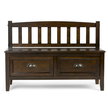 WYNDENHALL Portland SOLID WOOD 42 inch Wide Transitional Entryway Storage Bench with Drawers - 42 Inches wide