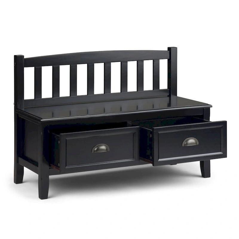 WYNDENHALL Portland SOLID WOOD 42 inch Wide Transitional Entryway Storage Bench with Drawers - 42 Inches wide
