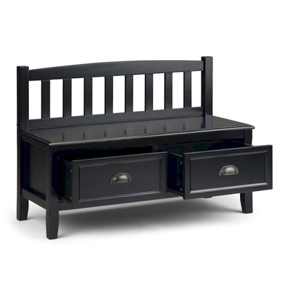 WYNDENHALL Portland SOLID WOOD 42 inch Wide Transitional Entryway Storage Bench with Drawers - 42 Inches wide