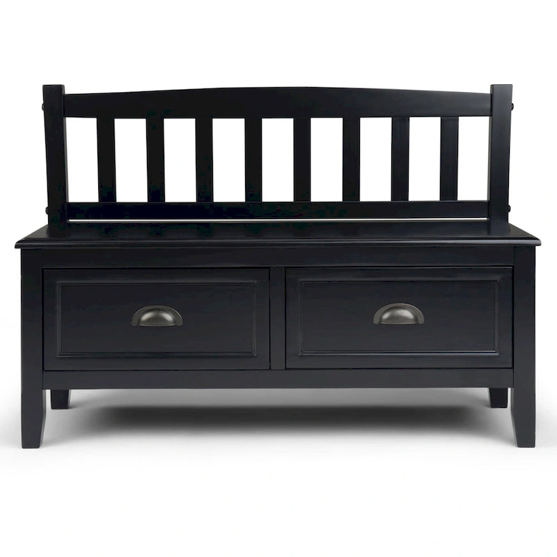 WYNDENHALL Portland SOLID WOOD 42 inch Wide Transitional Entryway Storage Bench with Drawers - 42 Inches wide