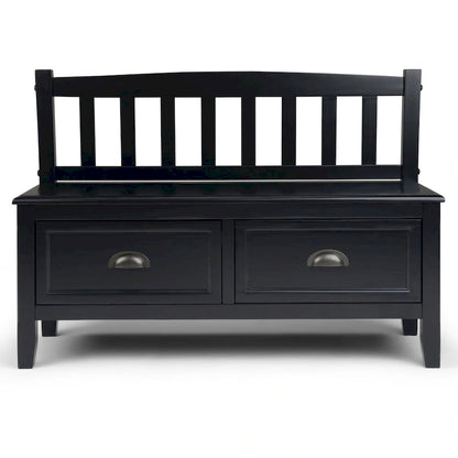 WYNDENHALL Portland SOLID WOOD 42 inch Wide Transitional Entryway Storage Bench with Drawers - 42 Inches wide