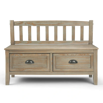 WYNDENHALL Portland SOLID WOOD 42 inch Wide Transitional Entryway Storage Bench with Drawers - 42 Inches wide