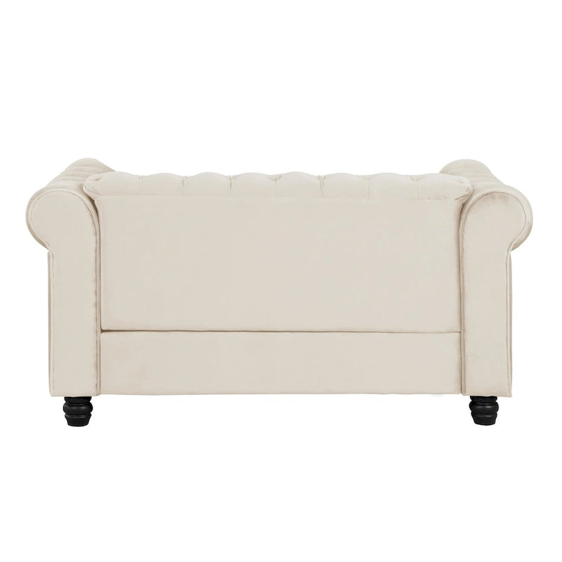 Morden Fort Classic Tufted Velvet Upholstered Chesterfield Club Loveseat and Sofa 2Pieces with Nailhead for Living Room