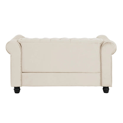 Morden Fort Classic Tufted Velvet Upholstered Chesterfield Club Loveseat and Sofa 2Pieces with Nailhead for Living Room