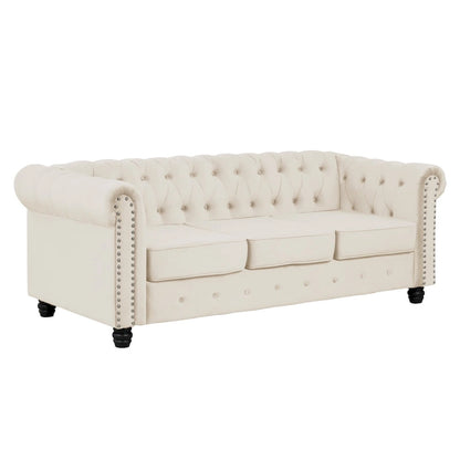 Morden Fort Classic Tufted Velvet Upholstered Chesterfield Club Loveseat and Sofa 2Pieces with Nailhead for Living Room