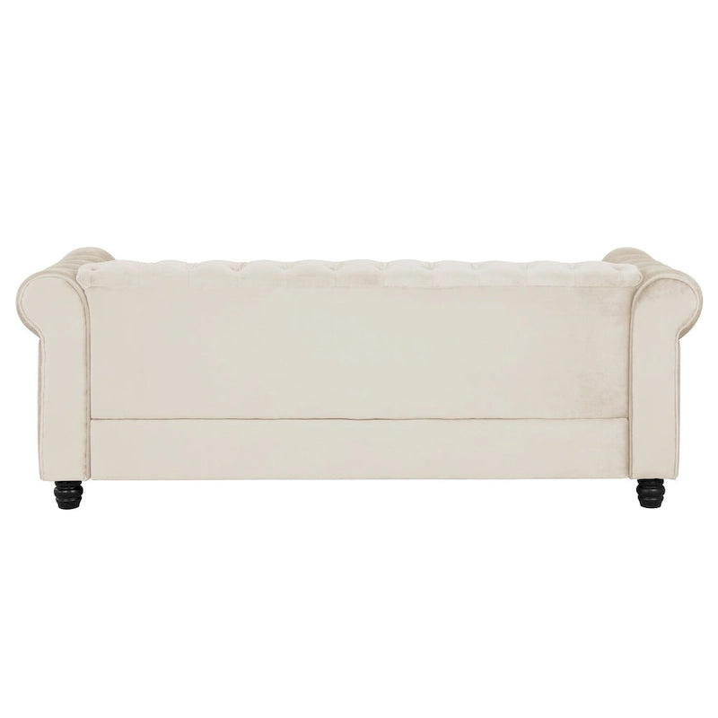 Morden Fort Classic Tufted Velvet Upholstered Chesterfield Club Loveseat and Sofa 2Pieces with Nailhead for Living Room