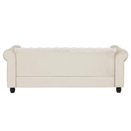 Morden Fort Classic Tufted Velvet Upholstered Chesterfield Club Loveseat and Sofa 2Pieces with Nailhead for Living Room