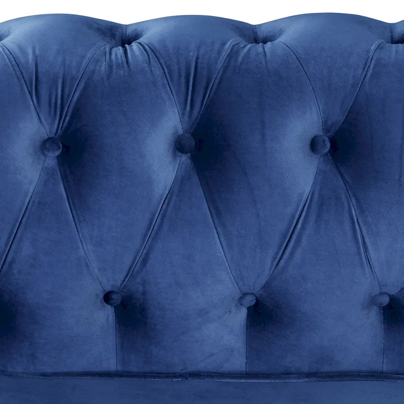 Morden Fort Classic Tufted Velvet Upholstered Chesterfield Club Loveseat and Sofa 2Pieces with Nailhead for Living Room