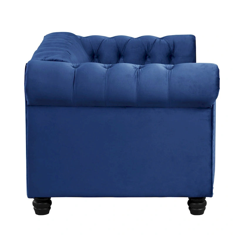 Morden Fort Classic Tufted Velvet Upholstered Chesterfield Club Loveseat and Sofa 2Pieces with Nailhead for Living Room
