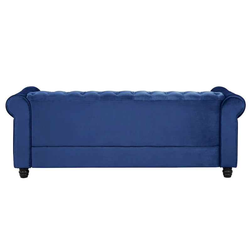 Morden Fort Classic Tufted Velvet Upholstered Chesterfield Club Loveseat and Sofa 2Pieces with Nailhead for Living Room