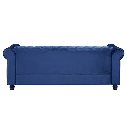 Morden Fort Classic Tufted Velvet Upholstered Chesterfield Club Loveseat and Sofa 2Pieces with Nailhead for Living Room