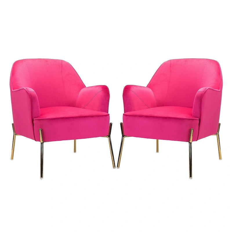 Marina Modern Velvet Accent Chair with Golden Legs Set of 2 by HULALA HOME