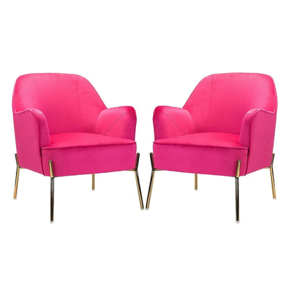 Marina Modern Velvet Accent Chair with Golden Legs Set of 2 by HULALA HOME