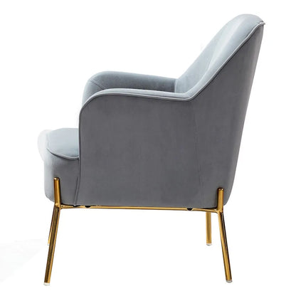 Marina Modern Velvet Accent Chair with Golden Legs Set of 2 by HULALA HOME