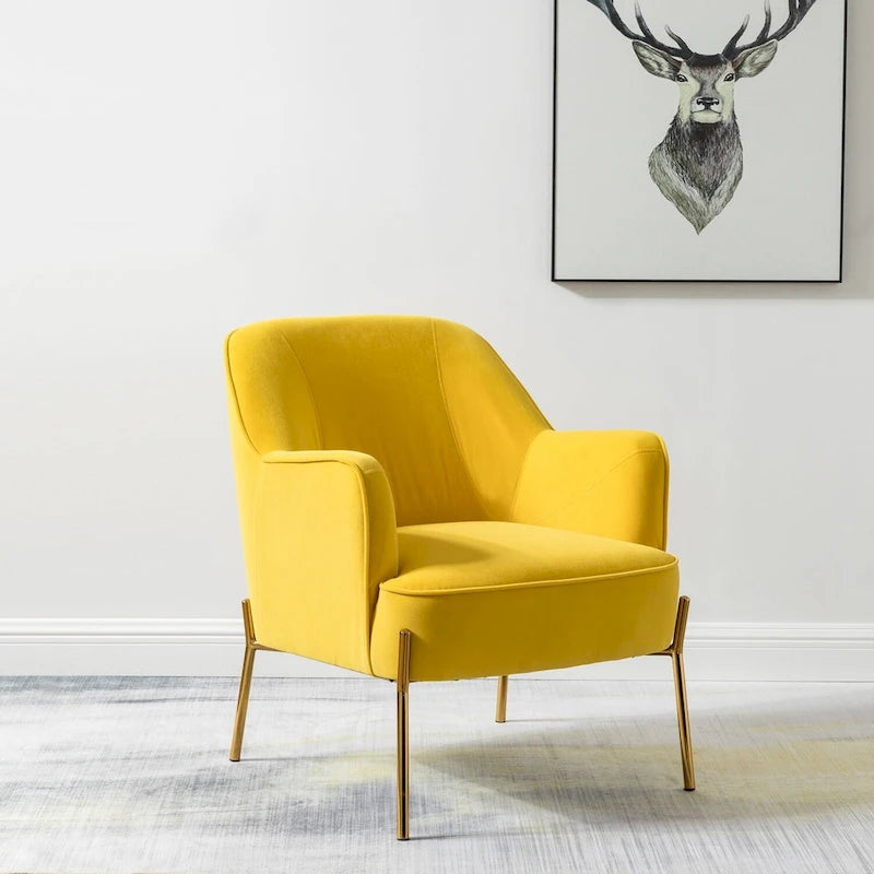 Marina Modern Velvet Accent Chair with Golden Legs Set of 2 by HULALA HOME