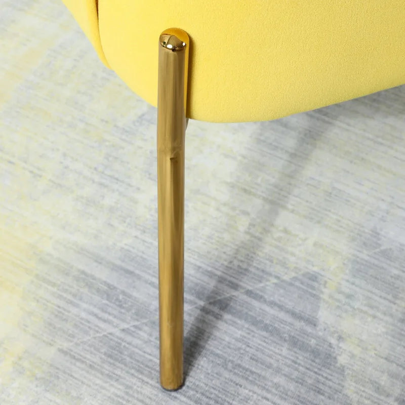 Marina Modern Velvet Accent Chair with Golden Legs Set of 2 by HULALA HOME