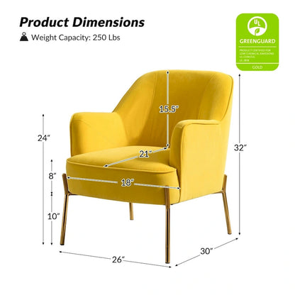 Marina Modern Velvet Accent Chair with Golden Legs Set of 2 by HULALA HOME