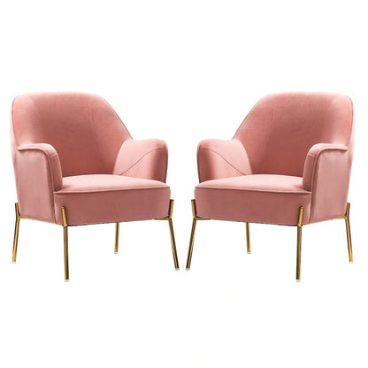 Marina Modern Velvet Accent Chair with Golden Legs Set of 2 by HULALA HOME