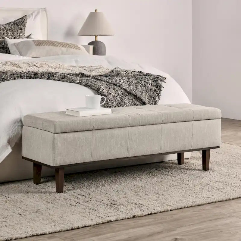 Louise Tufted Storage Bench, Light Beige 54 By Kosas Home