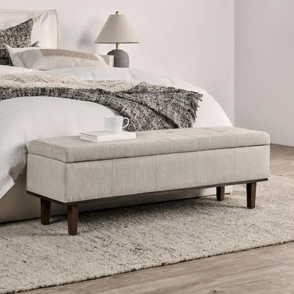 Louise Tufted Storage Bench, Light Beige 54 By Kosas Home