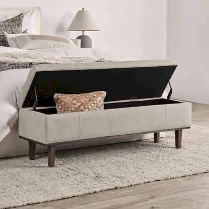 Louise Tufted Storage Bench, Light Beige 54 By Kosas Home