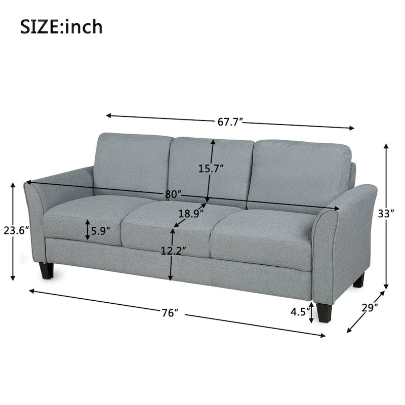 3-Seat Linen Fabric Sofa