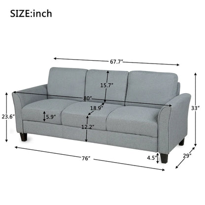 3-Seat Linen Fabric Sofa