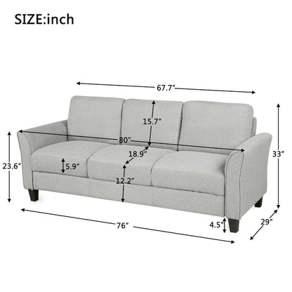 3-Seat Linen Fabric Sofa