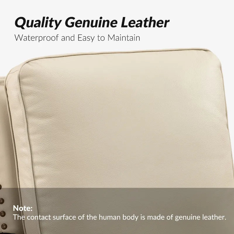 Cigar Mid-century Modern Genuine Leather Recliner with Nailhead Trim Set of 2 by HULALA HOME