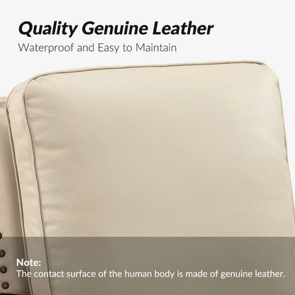 Cigar Mid-century Modern Genuine Leather Recliner with Nailhead Trim Set of 2 by HULALA HOME