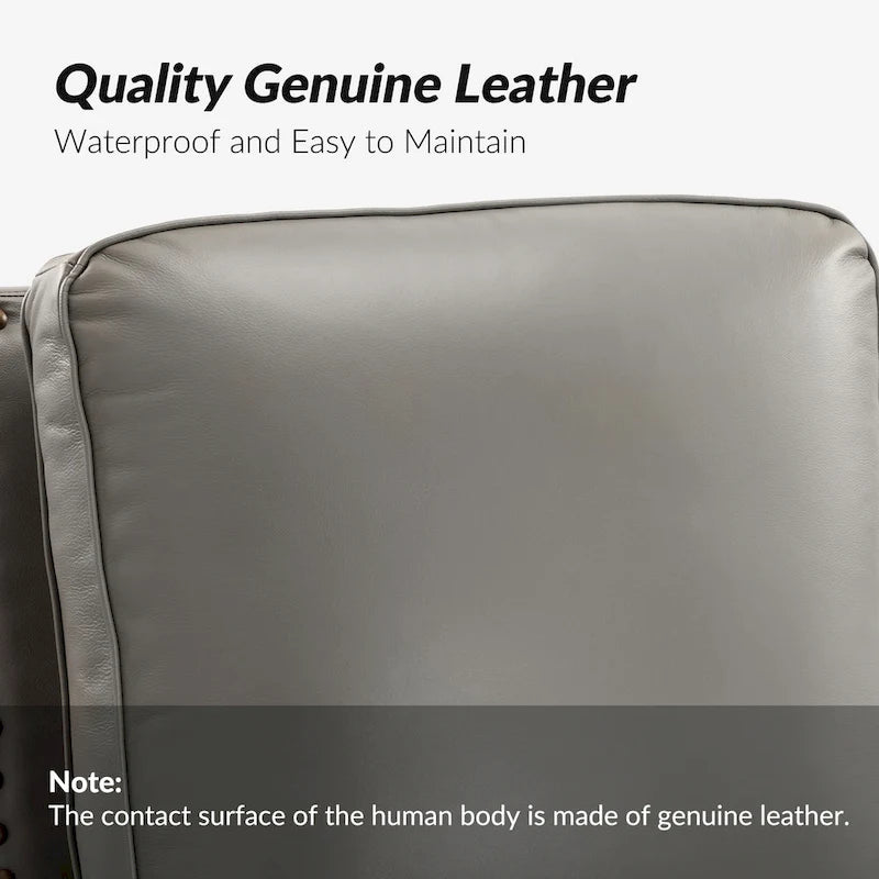 Cigar Mid-century Modern Genuine Leather Recliner with Nailhead Trim Set of 2 by HULALA HOME