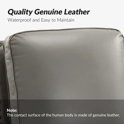 Cigar Mid-century Modern Genuine Leather Recliner with Nailhead Trim Set of 2 by HULALA HOME