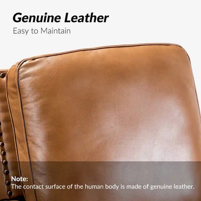 Cigar Mid-century Modern Genuine Leather Recliner with Nailhead Trim Set of 2 by HULALA HOME