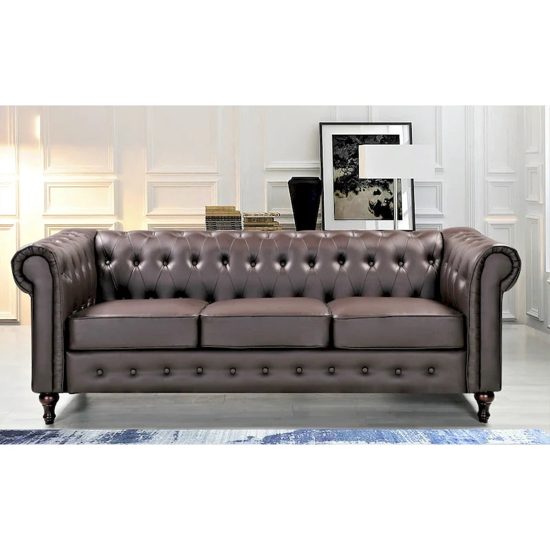 Brooks Classic Chesterfield 3-Piece Living Room Set-Chair Loveseat & Sofa