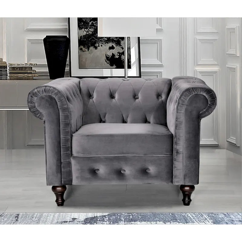 Brooks Classic Chesterfield 3-Piece Living Room Set-Chair Loveseat & Sofa