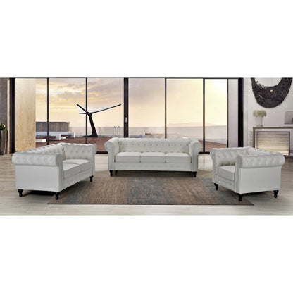 Brooks Classic Chesterfield 3-Piece Living Room Set-Chair Loveseat & Sofa