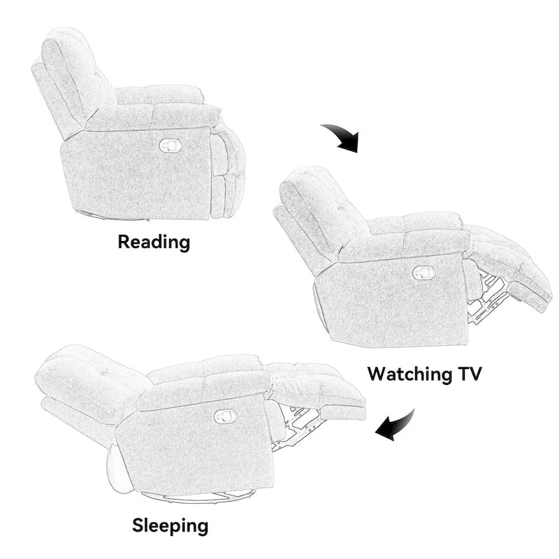 Modern Accent 360 Degree Swivel Armchair Functional Lounge Recline Chair Sofa