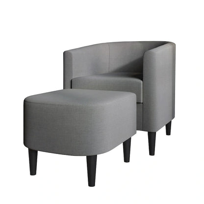 CraftPorch Contemporary Linen Upholstered Accent Chair with Ottoman