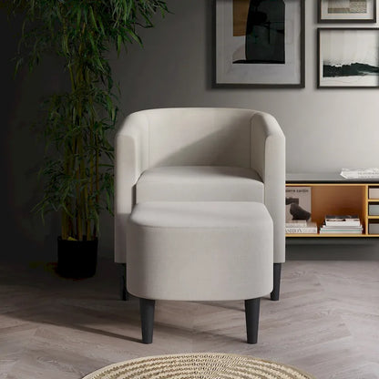 CraftPorch Contemporary Linen Upholstered Accent Chair with Ottoman