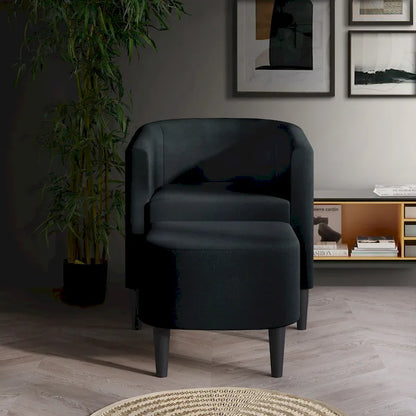 CraftPorch Contemporary Linen Upholstered Accent Chair with Ottoman